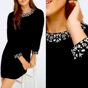 Brand New Jcrew Black Sheath dress with jewel accents